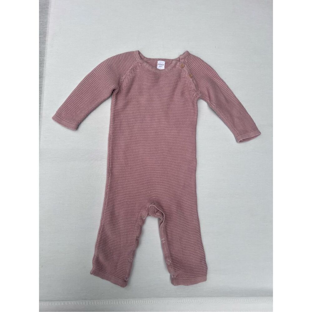 Zestt Organics Baby Romper 6-13 M Pink Knit Long Sleeve